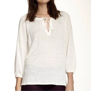 Joie Miju linen pullover peasant top Tassel Ties 100% linen